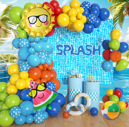Summer beach Aloha swimming pool birthday and baby baptism  Balloon Set