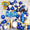 Father's Day balloon arch, navy blue metal and gold, and light blue balloon set