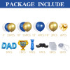 Father's Day balloon arch, navy blue metal and gold, and light blue balloon set