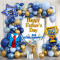 Father's Day balloon arch, navy blue metal and gold, and light blue balloon set