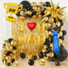 Father's Day balloon arch, navy blue metal and gold, and light blue balloon set