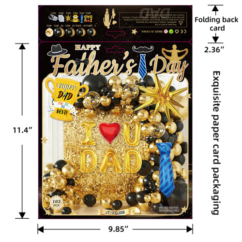 Father's Day balloon arch, navy blue metal and gold, and light blue balloon set