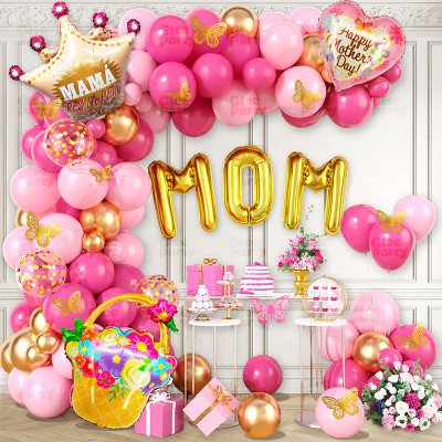 Mother's Day Balloon Arch Kit Hot Pink Gold Balloon Garland Kit
