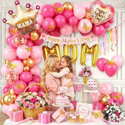 Mother’s Day Balloon Kit Pink Floral Mom Party Decor Balloon Arch Set Wholesale B2B GleeParty