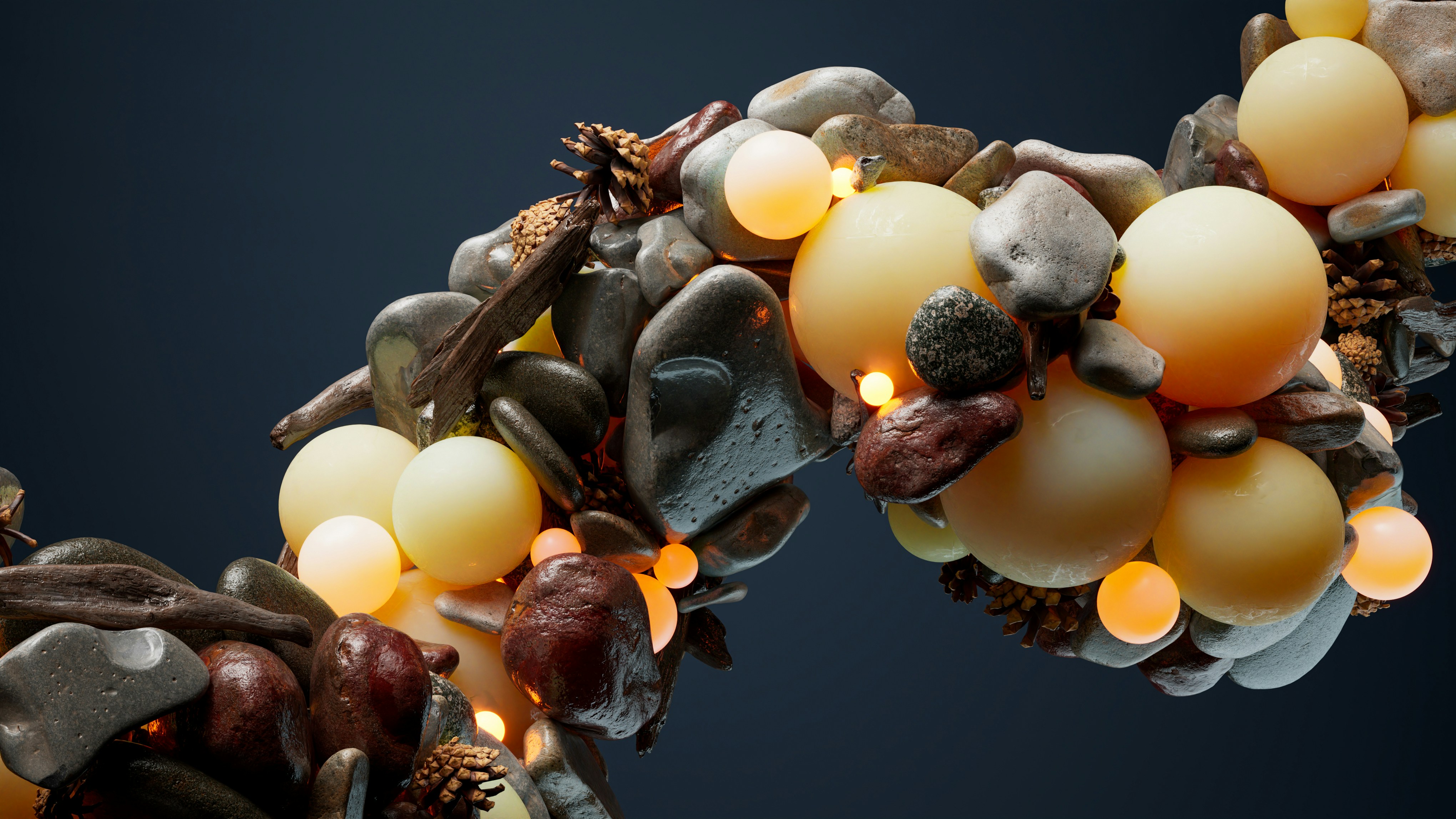 A vibrant jungle-themed balloon garland with shades of green, gold, and brown, featuring a large giraffe foil balloon and tropical leaves.