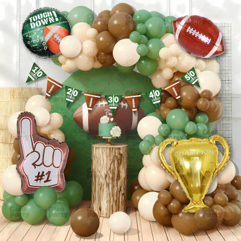 Football Balloon Garland Kit withTrophy Balloon,Number One Foam Finger for Sports Party  Decorations