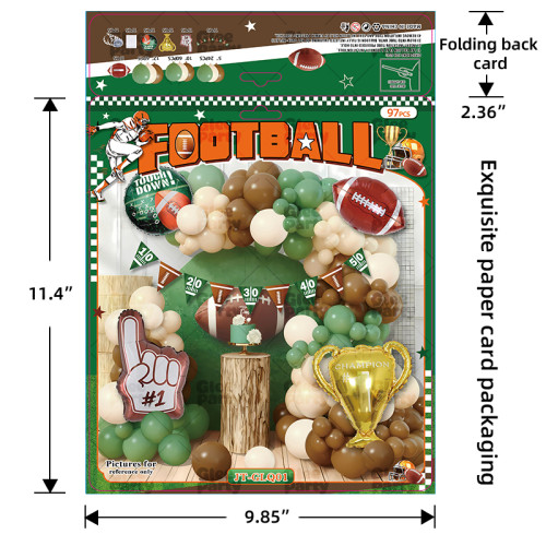 Football Balloon Garland Kit withTrophy Balloon,Number One Foam Finger for Sports Party Decorations