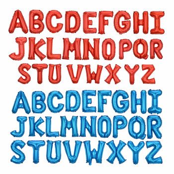 16 Inch Blue&Red Letter Foil Balloon Alphabet  Wholesale Party Decoration Balloon For Event Supply