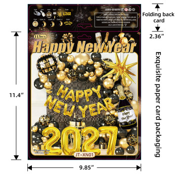 2027 New Year Decorations Gold Black Balloon Arch Kit Happy New Year Party Kit Wholesale