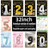 32 Inch Silver Number Foil Balloon With Paper Card Packaging For Birthday Party Decoration