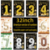 32 Inch Gold Number Foil Balloon With Paper Card Packaging For Birthday Party Decoration