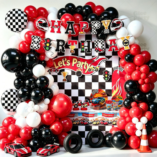 Race Car Party Supplies Racing Car Birthday Disposable Tableware Set Plates Cups Napkins Cutlery For Boys Party Decor