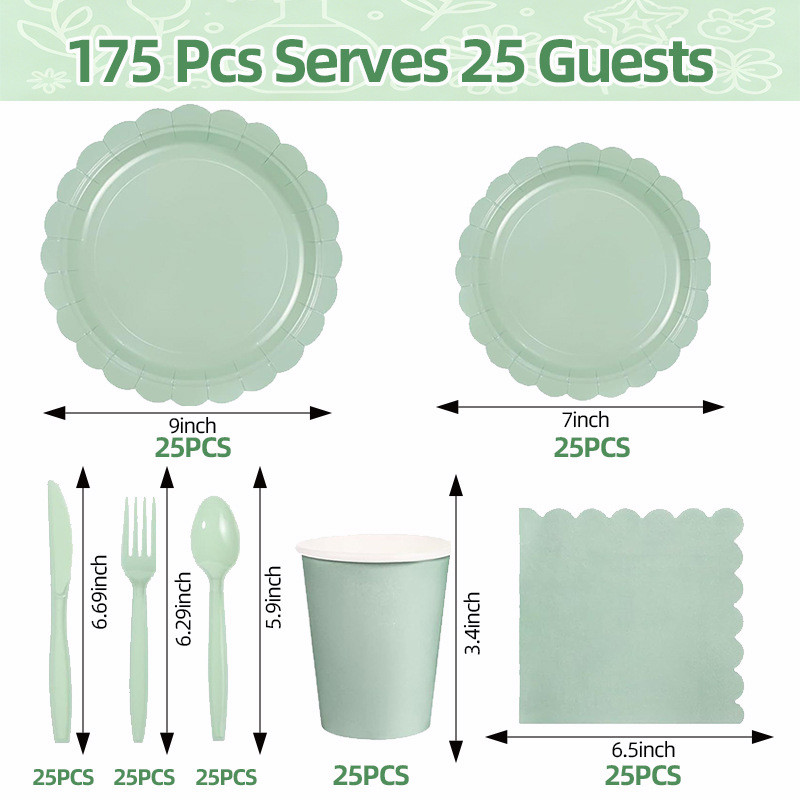 Solid Color Disposable Party Tableware Set