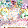 Cute Rainbow Party Tableware Set, Cloud Print Paper Plates Cups Napkins Cutlery Straw For Kids Birthday