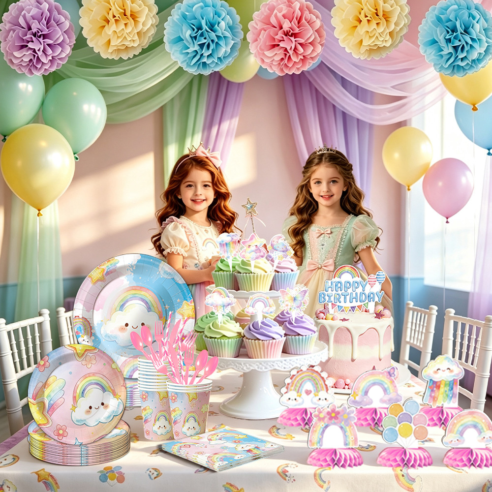 Rainbow Cloud Kids Party Tableware