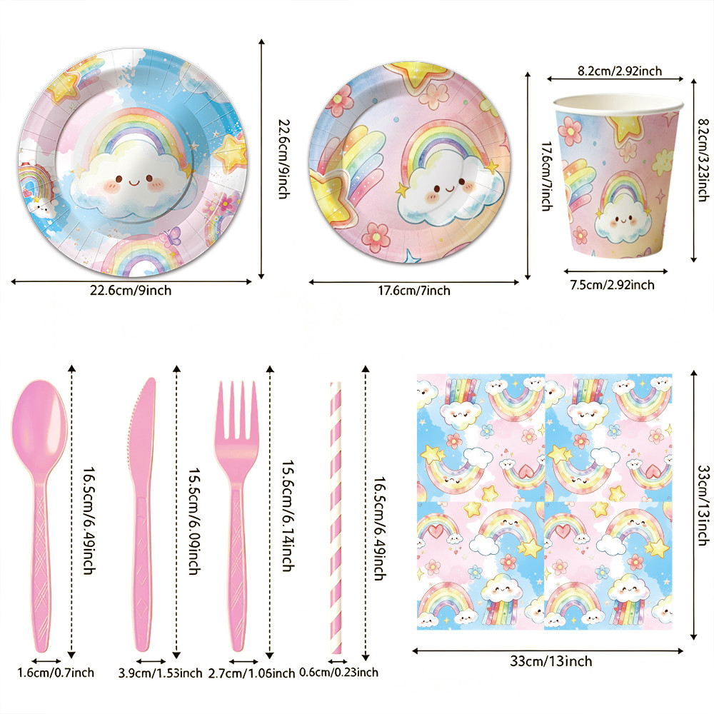 Rainbow Cloud Kids Party Tableware