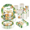 Wild One Party Supplies Jungle Animal Paper Plates Cups Napkins, Baby 1St Birthday Tableware
