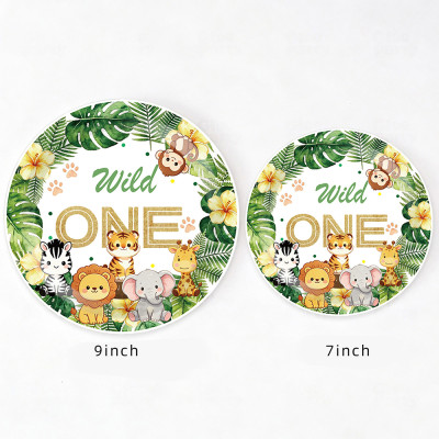 Wild One Party Supplies Jungle Animal Paper Plates Cups Napkins, Baby 1St Birthday Tableware