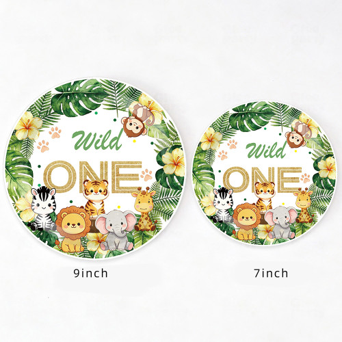 Wild One Party Supplies Jungle Animal Paper Plates Cups Napkins, Baby 1St Birthday Tableware