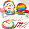 Rainbow Birthday Party Supplies Disposable Plates Cups Napkins Cutlery Straw