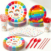 Rainbow Birthday Party Supplies Disposable Plates Cups Napkins Cutlery Straw