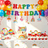 Rainbow Birthday Party Supplies Disposable Plates Cups Napkins Cutlery Straw