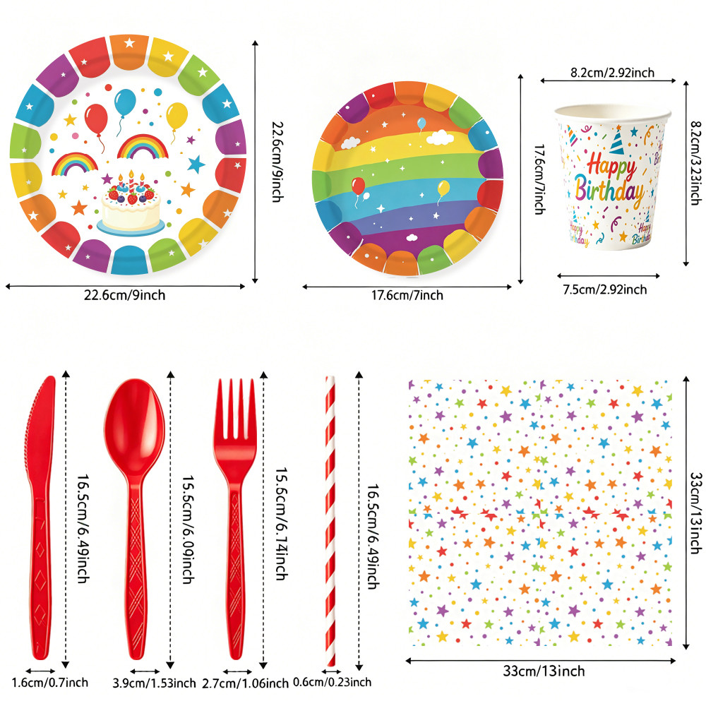 Rainbow Kids Birthday Tableware