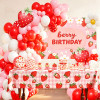 Strawberry Party Supplies Disposable Tableware Kit Paper Plates Cups Napkins Straws Cutlery