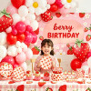Strawberry Party Supplies Disposable Tableware Kit Paper Plates Cups Napkins Straws Cutlery