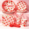 Strawberry Party Supplies Disposable Tableware Kit Paper Plates Cups Napkins Straws Cutlery