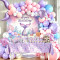 Mermaid Party Supplies Disposable Tableware Kit Paper Plates Cups Napkins Straws Cutlery