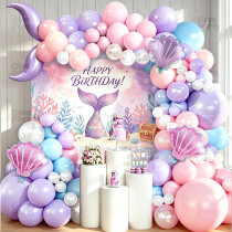 Mermaid Party Supplies Disposable Tableware Kit Paper Plates Cups Napkins Straws Cutlery