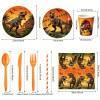 Dinosaur Party Supplies Disposable Tableware Kit Paper Plates Cups Napkins Straws Cutlery