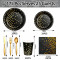 Black Gold Dot Party Supplies Disposable Tableware Kit Paper Plates Cups Napkins Cutlery