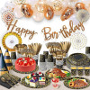 Black Gold Dot Party Supplies Disposable Tableware Kit Paper Plates Cups Napkins Cutlery