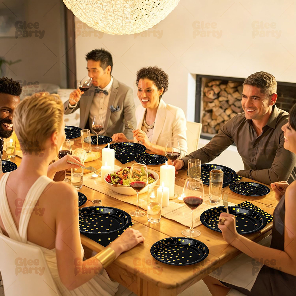 Black Gold Dot Tableware Kit