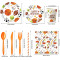Sports Party Supplies Disposable Tableware Kit Paper Plates Cups Napkins Straws Cutlery