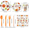 Sports Party Supplies Disposable Tableware Kit Paper Plates Cups Napkins Straws Cutlery