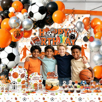 Sports Party Supplies Disposable Tableware Kit Paper Plates Cups Napkins Straws Cutlery