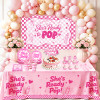 Ready To Pop Baby Shower Supplies Disposable Tableware Kit Plates Cups Napkins Cutlery 3‑Color Pink Blue Red Wholesale