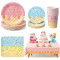 Ice Cream Party Supplies Disposable Tableware Kit Plates Cups Napkins Cutlery Pink Blue Red Kids Birthday Wholesale