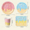 Ice Cream Party Supplies Disposable Tableware Kit Plates Cups Napkins Cutlery Pink Blue Red Kids Birthday Wholesale