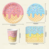 Ice Cream Party Supplies Disposable Tableware Kit Plates Cups Napkins Cutlery Pink Blue Red Kids Birthday Wholesale
