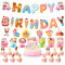Ice Cream Party Supplies Disposable Tableware Kit Plates Cups Napkins Cutlery Pink Blue Red Kids Birthday Wholesale