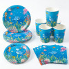Under The Sea Party Supplies Disposable Tableware Kit Plates Cups Napkins Cutlery Blue Ocean Kids Birthday Wholesale