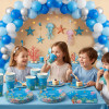 Under The Sea Party Supplies Disposable Tableware Kit Plates Cups Napkins Cutlery Blue Ocean Kids Birthday Wholesale