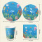 Under The Sea Party Supplies Disposable Tableware Kit Plates Cups Napkins Cutlery Blue Ocean Kids Birthday Wholesale
