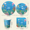 Under The Sea Party Supplies Disposable Tableware Kit Plates Cups Napkins Cutlery Blue Ocean Kids Birthday Wholesale