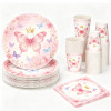 Butterfly Party Supplies,Disposable Paper Plates Cups Napkins Tablecloth For Birthday Decorations