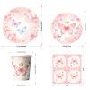 Butterfly Party Supplies,Disposable Paper Plates Cups Napkins Tablecloth For Birthday Decorations
